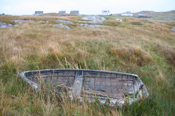 Small wooden boats are common throughout these maritime landscapes.